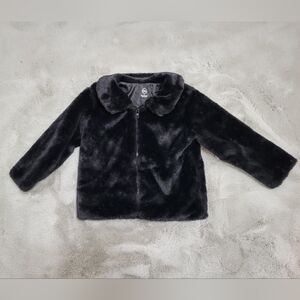 Toddler Girl Black Faux Fur Jacket